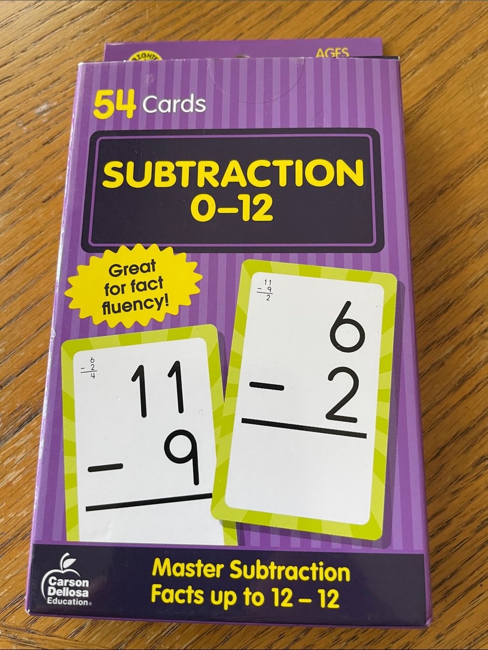 Subtraction Flash Cards 0-12 By Carson Dellosa NEW
